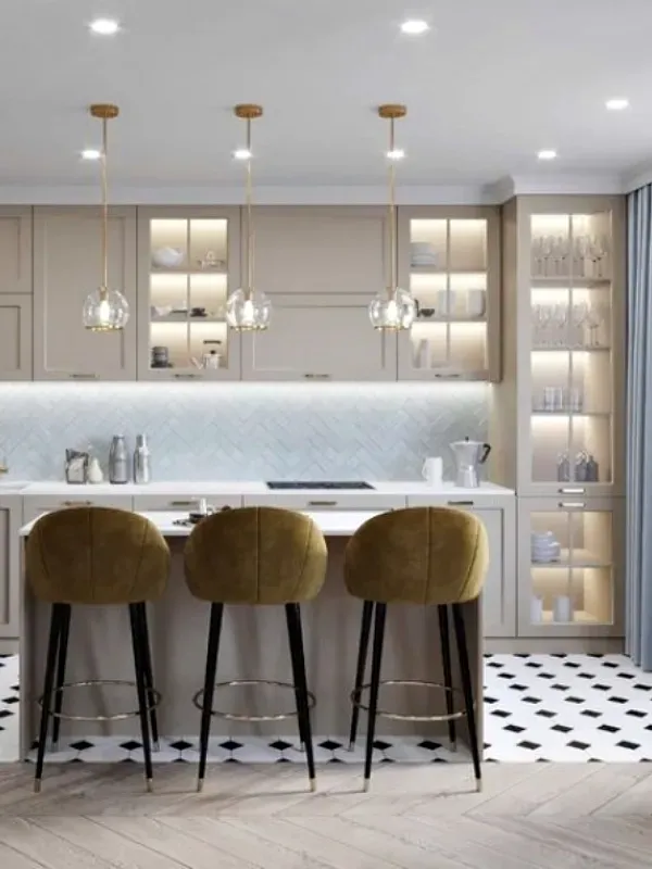 Casa Bonita: Armários de cozinha com porta de vidro
