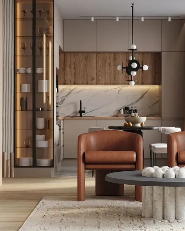 Casa Bonita: Armários de cozinha com porta de vidro