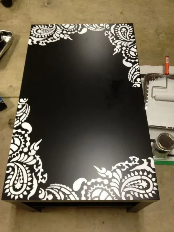 Renovando os móveis usando o stencil ou adesivo