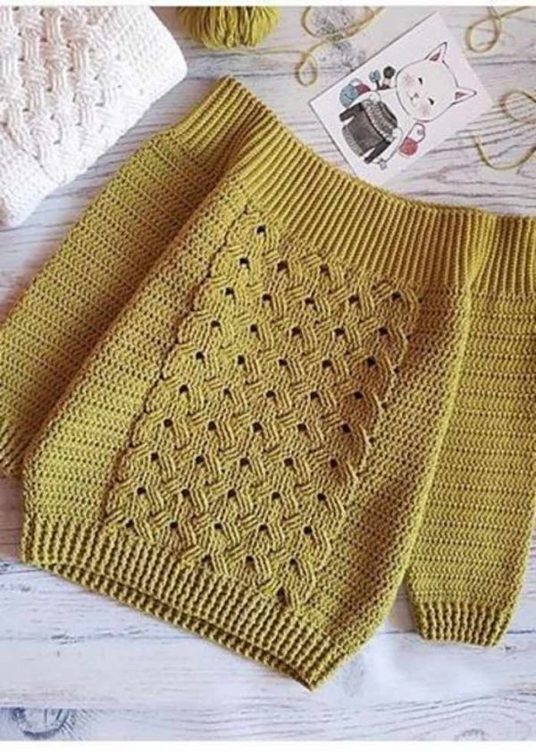 O crochê com cara de tricô - blusa com trança de crochê