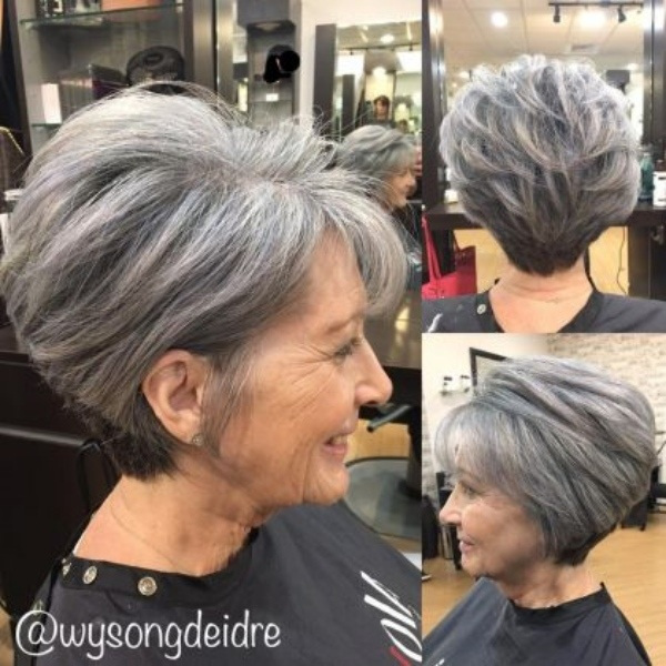 Corte para cabelos grisalhos ou brancos curtos feminino