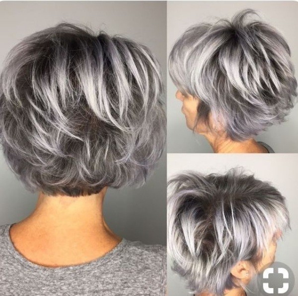 Corte para cabelos grisalhos ou brancos curtos feminino