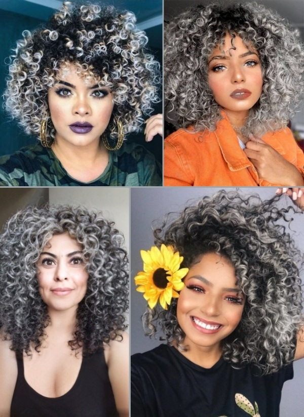 44 tons de cabelo cacheado platinado