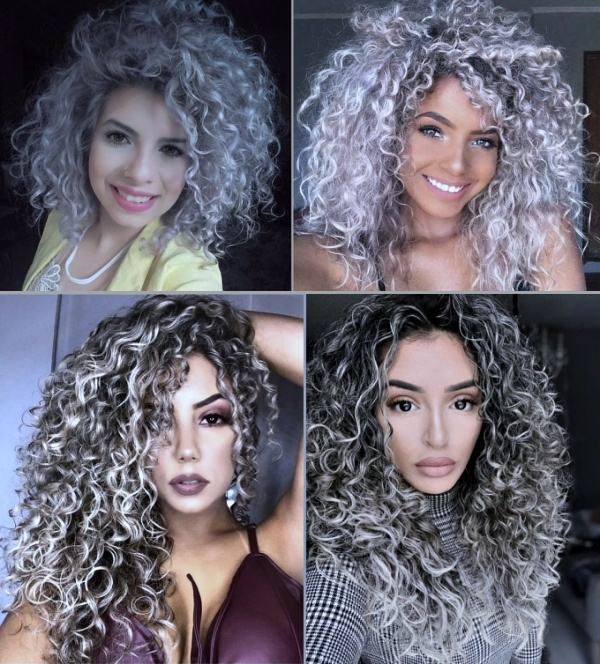 44 tons de cabelo cacheado platinado