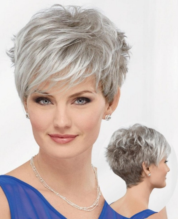 Corte para cabelos brancos ou grisalhos lisos