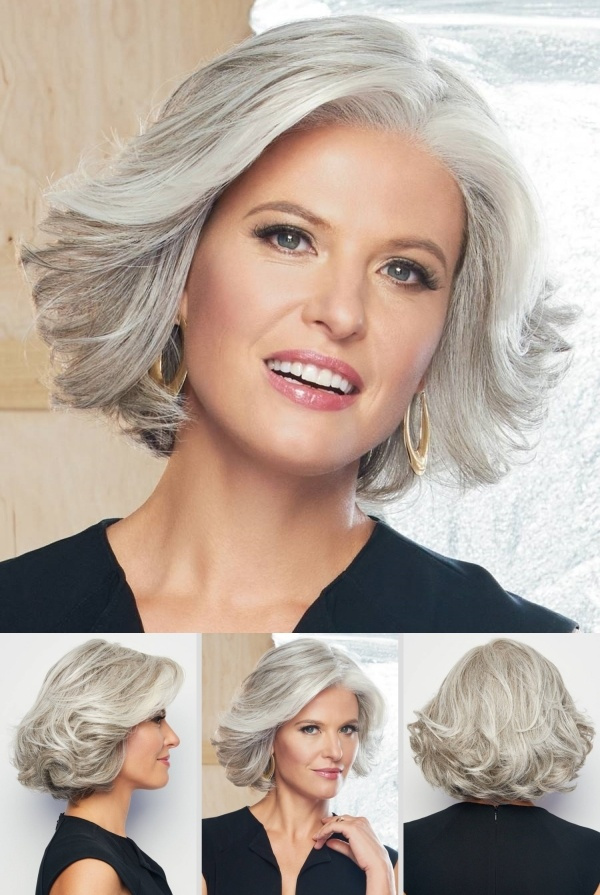 Corte para cabelos brancos ou grisalhos lisos