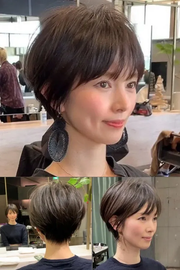 Corte de cabelo curto para senhoras orientais