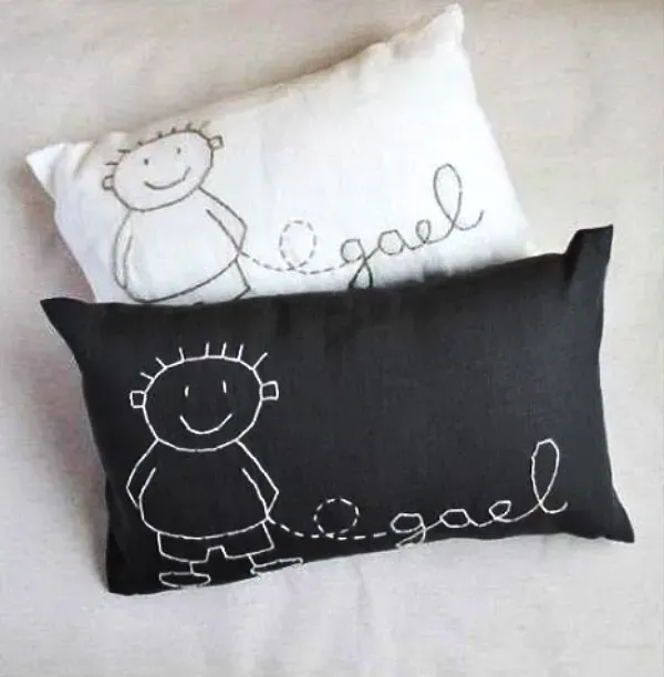 Renovar a decoração com bordados simples nas capas das almofadas