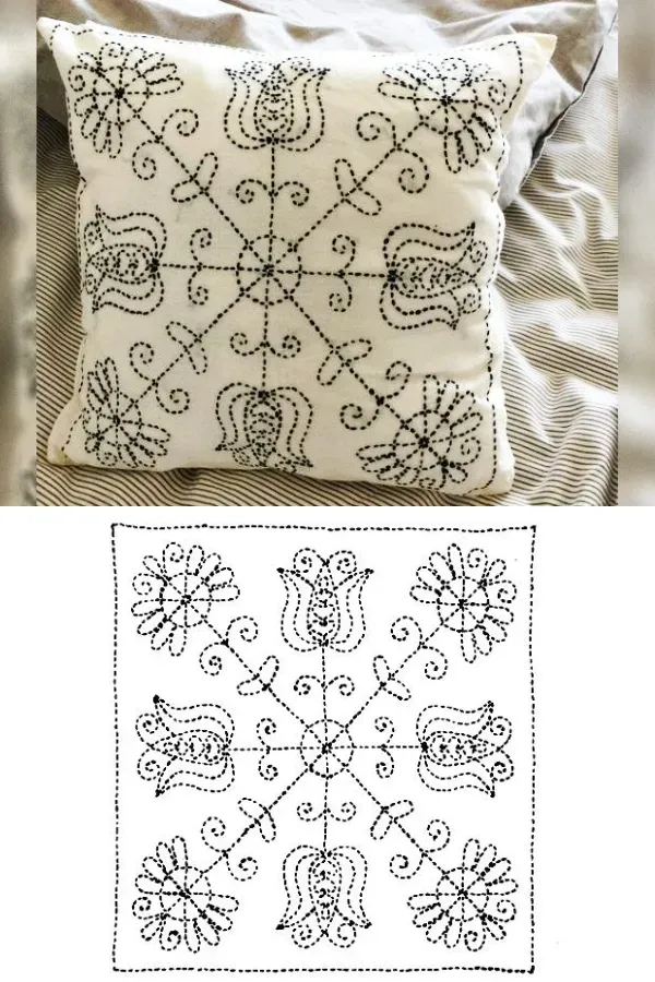 Renovar a decoração com bordados simples nas capas das almofadas