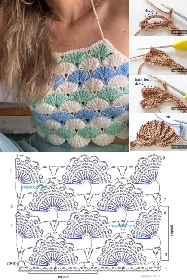 10 ideias de blusinhas de crochê com gráficos