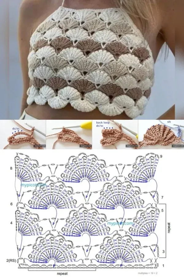 10 ideias de blusinhas de crochê com gráficos