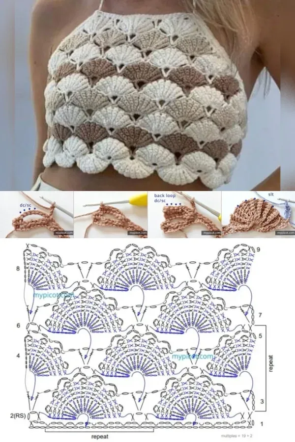 10 ideias de blusinhas de crochê com gráficos