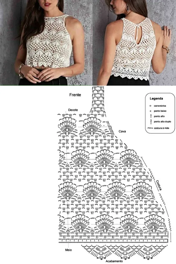10 ideias de blusinhas de crochê com gráficos