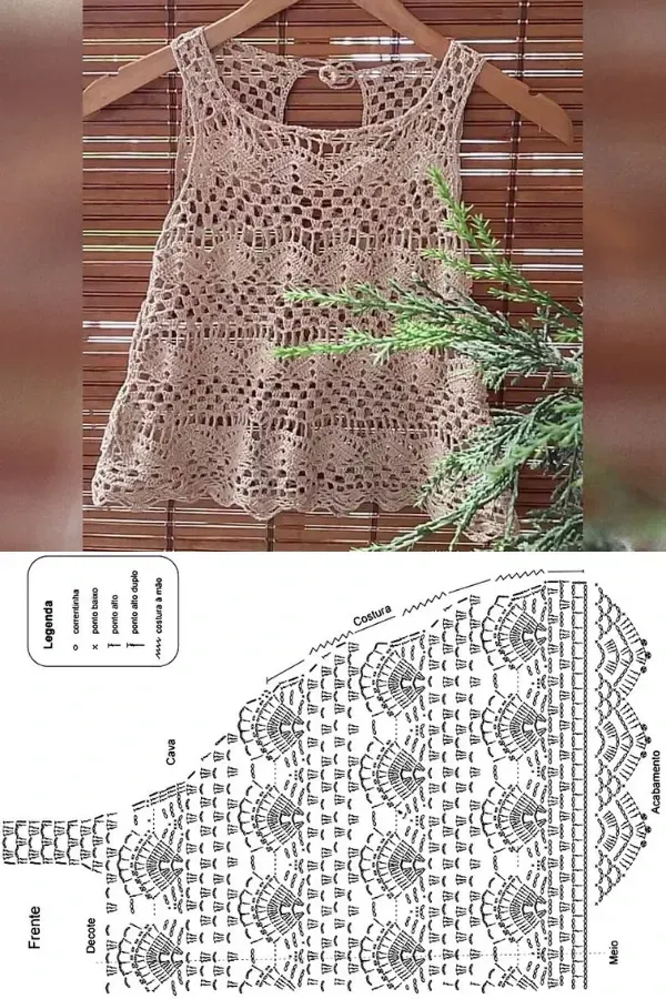 10 ideias de blusinhas de crochê com gráficos