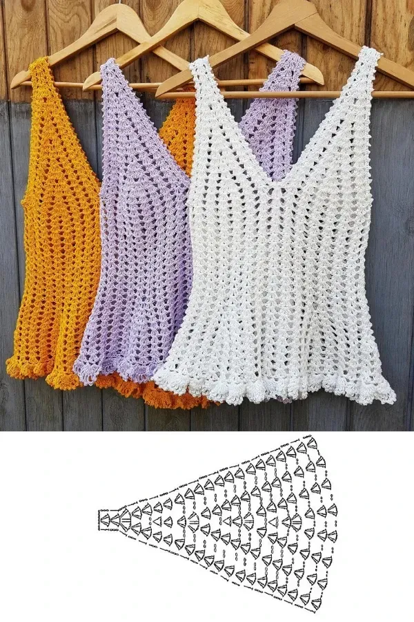10 ideias de blusinhas de crochê com gráficos