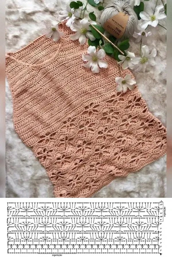 +10 lindos modelos de blusas de crochê com gráficos