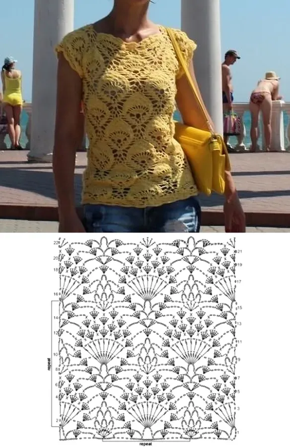 +10 lindos modelos de blusas de crochê com gráficos