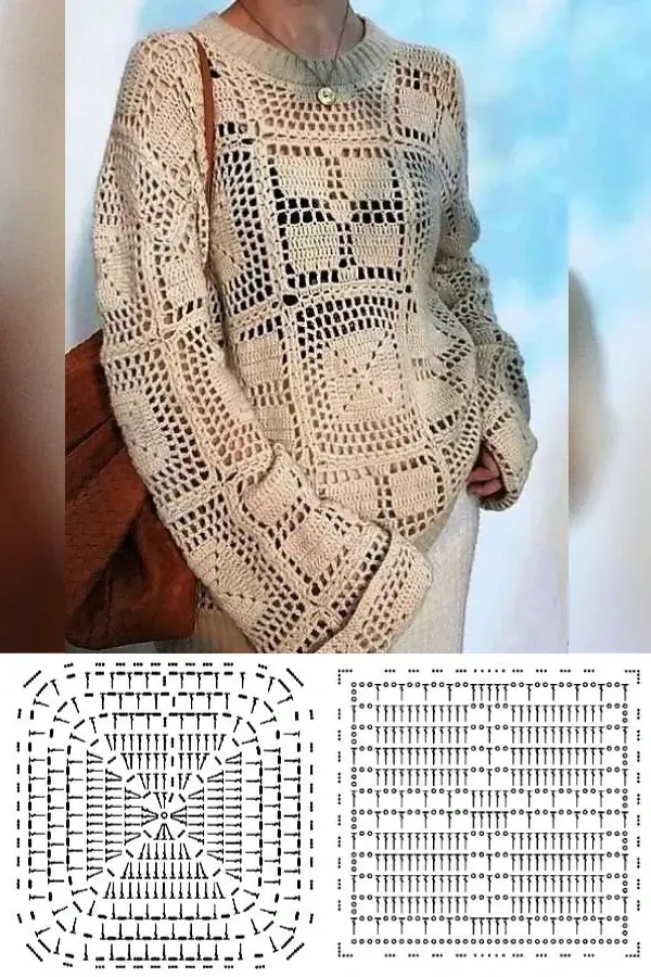 +10 lindos modelos de blusas de crochê com gráficos