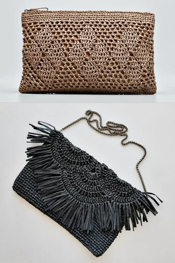 Artesanato na Moda: Bolsas pequenas de ráfia em crochê