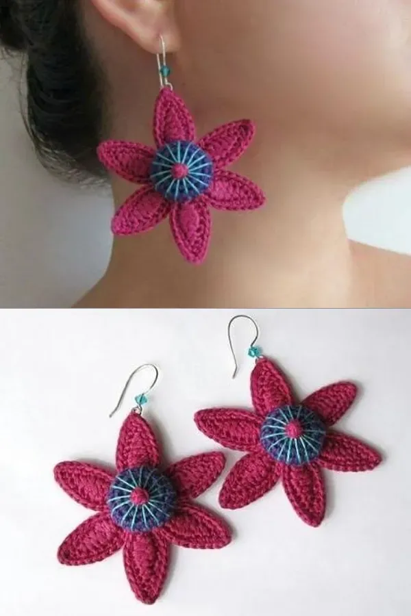 Delicadeza e estilo: Brincos de crochê com gráficos de flores e folhagens
