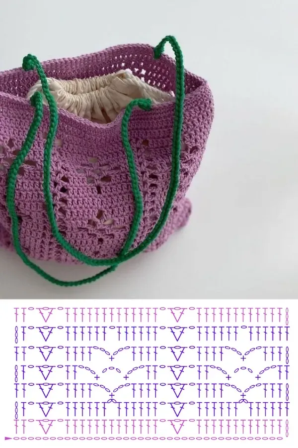 Modelos de bolsas de crochê com ponto aranha - imagens e gráficos
