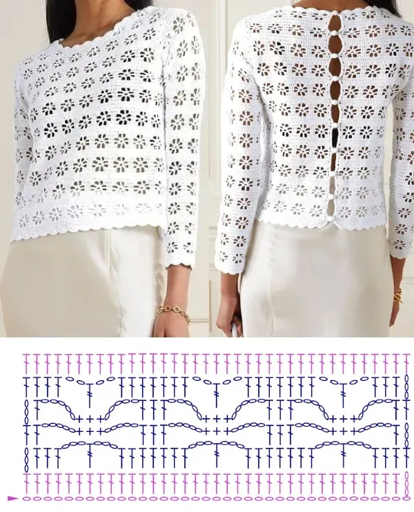 Lindos modelos de blusa de crochê com o ponto aranha +gráficos