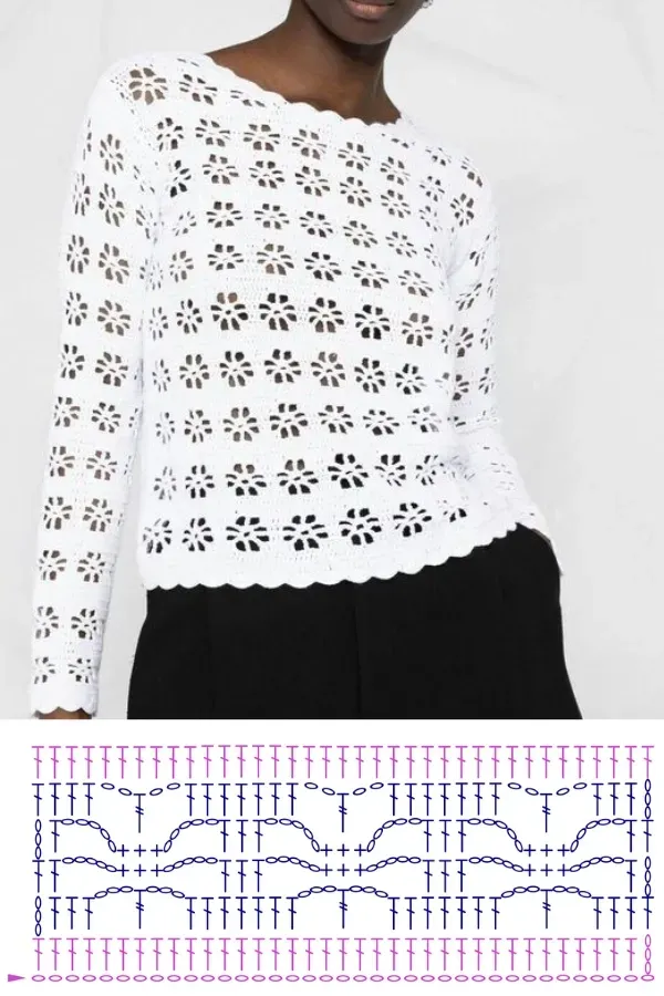 Lindos modelos de blusa de crochê com o ponto aranha +gráficos