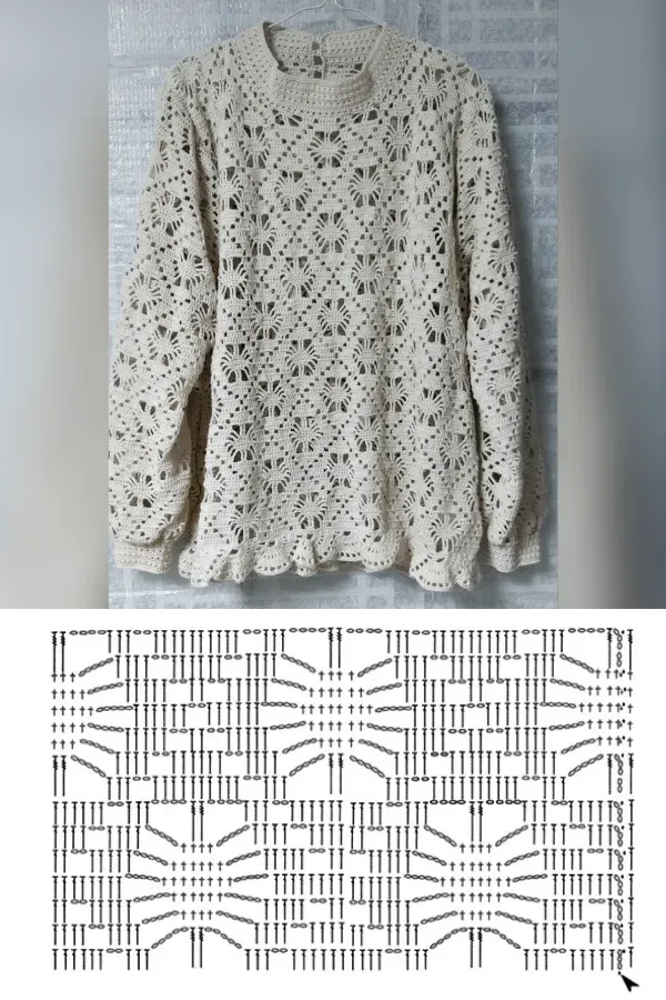 Lindos modelos de blusa de crochê com o ponto aranha +gráficos