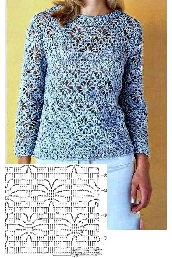 Lindos modelos de blusa de crochê com o ponto aranha +gráficos