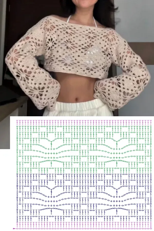 Lindos modelos de blusa de crochê com o ponto aranha +gráficos