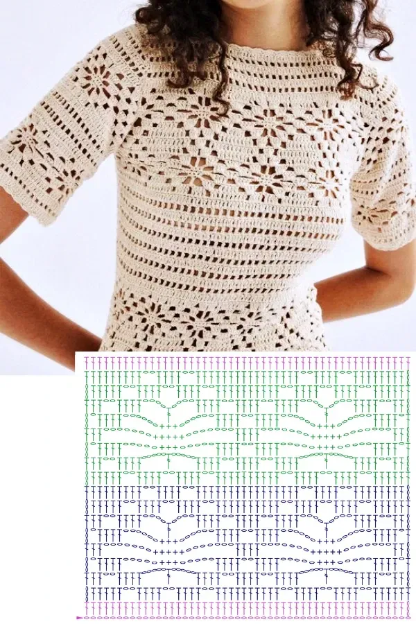 Lindos modelos de blusa de crochê com o ponto aranha +gráficos