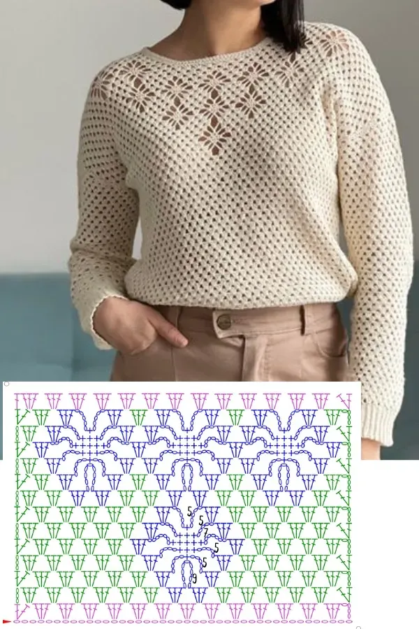 Lindos modelos de blusa de crochê com o ponto aranha +gráficos