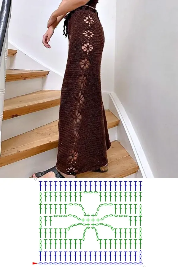 Ponto de crochê da moda: Ponto aranha com gráfico - calça