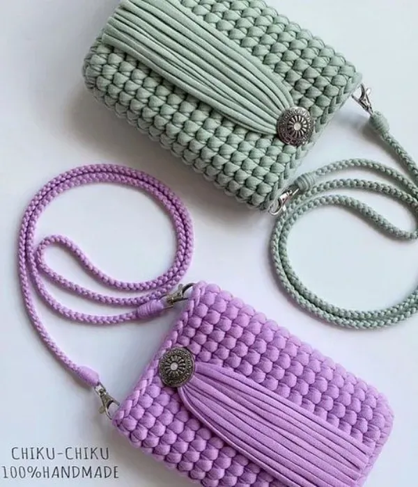 14 Modelos de bolsas em crochê feitos com fio de malha