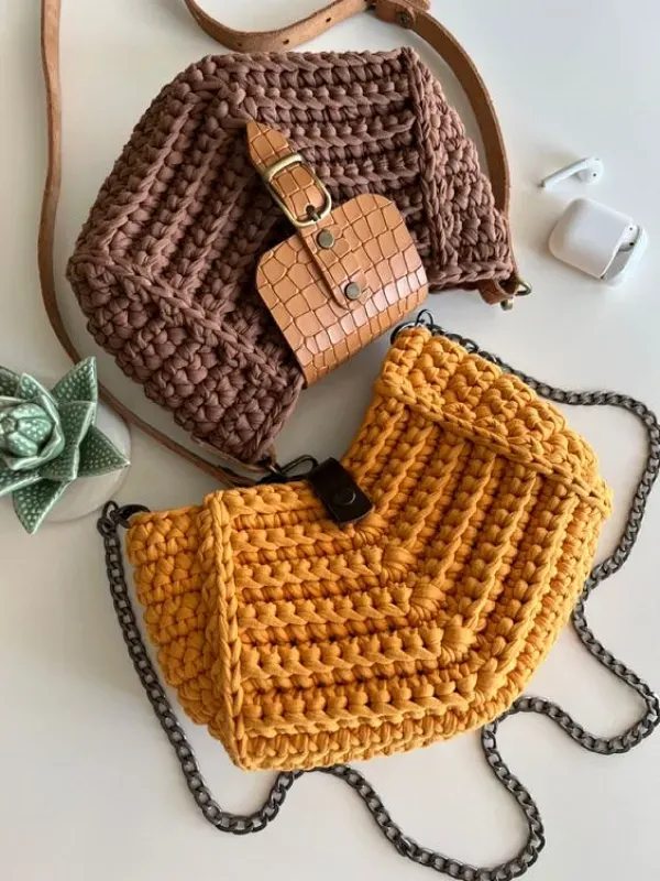 14 Modelos de bolsas em crochê feitos com fio de malha