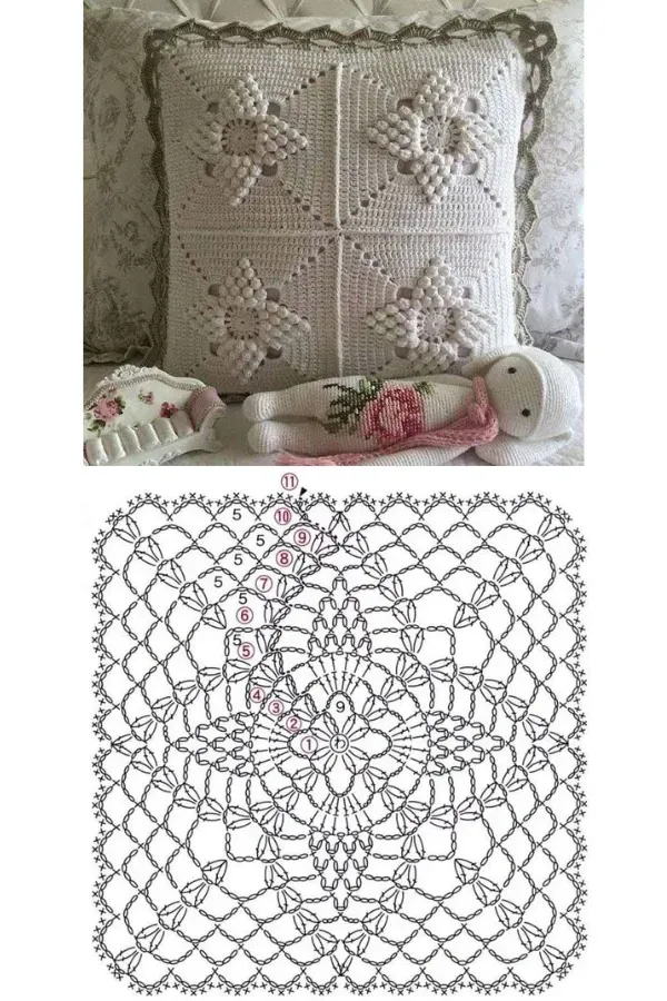 Almofadas em crochê com gráficos: inspire-se com esses 10 modelos maravilhosos