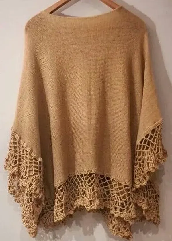 Ponchos Leves com Detalhes em Crochê: Delicadeza e Charme para o Look