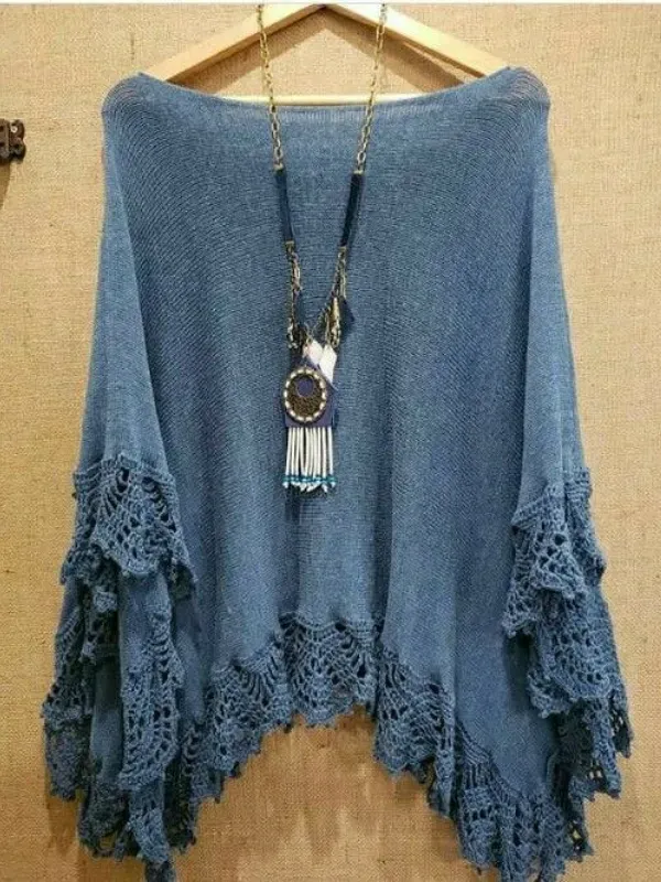 Ponchos Leves com Detalhes em Crochê: Delicadeza e Charme para o Look