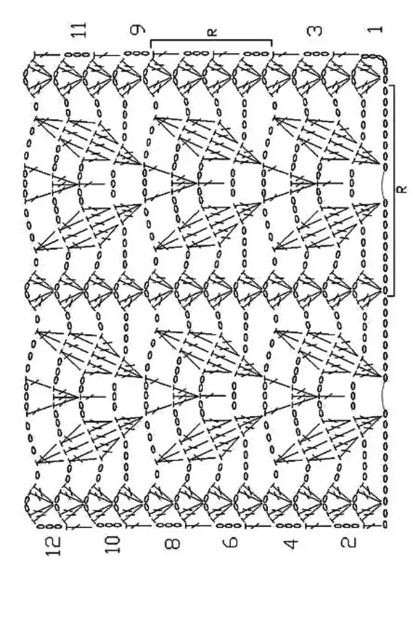 Barrados e bicos de crochê com gráfico para ponchos