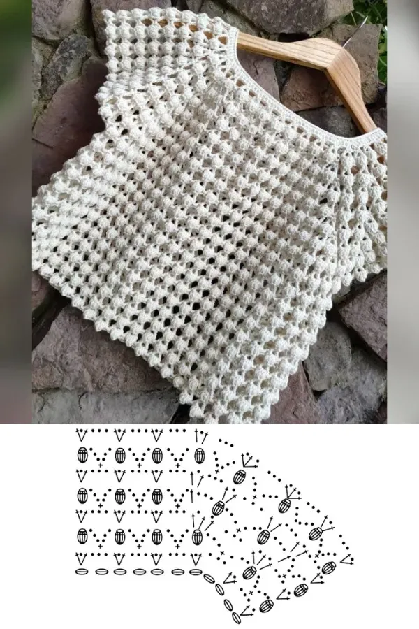 Lindos Pontos de Crochê com Gráficos para Blusas