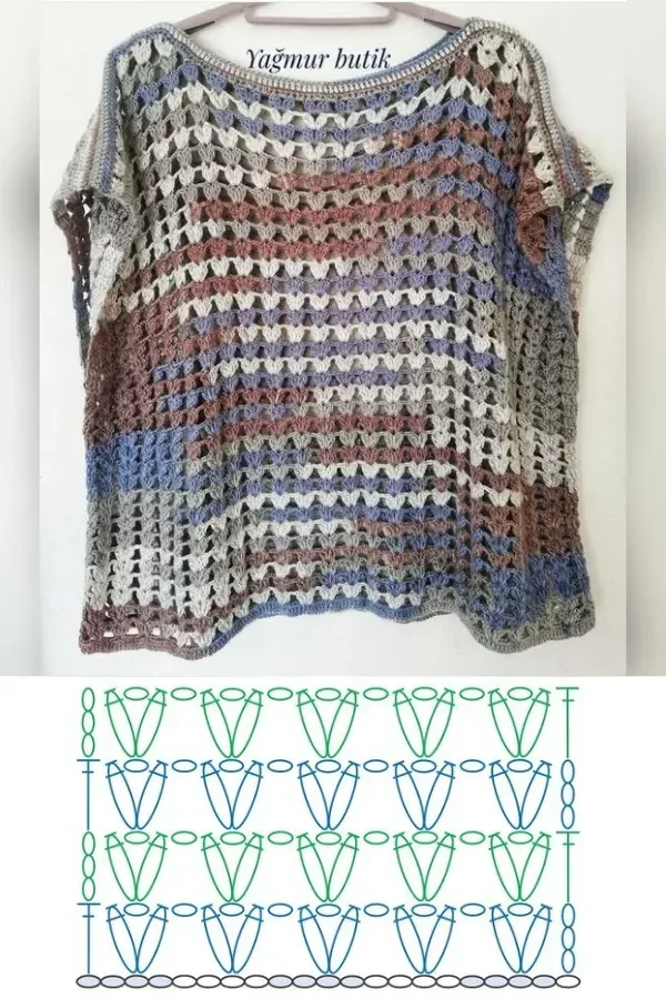 Lindos Pontos de Crochê com Gráficos para Blusas