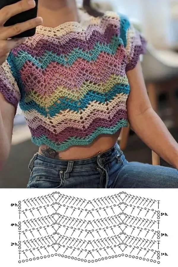 Lindos Pontos de Crochê com Gráficos para Blusas