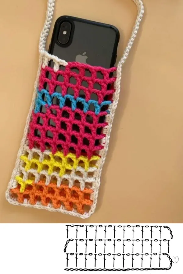 Elegância e Utilidade: Porta Celular de Crochê com Pontos Simples