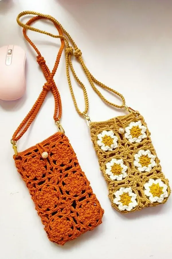 16 Modelos de porta-celular de crochê e gráficos dos pontos para inspirar
