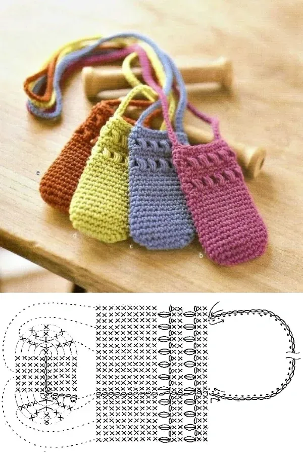 16 Modelos de porta-celular de crochê e gráficos dos pontos para inspirar