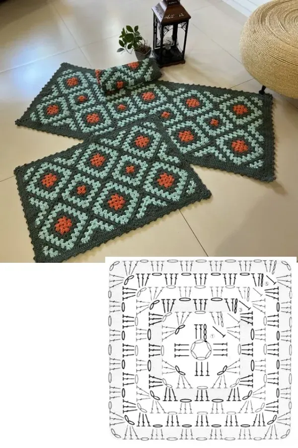 17 Ideias de Modelos e Cores para Fazer o Seu Tapete de Crochê, com Gráfico