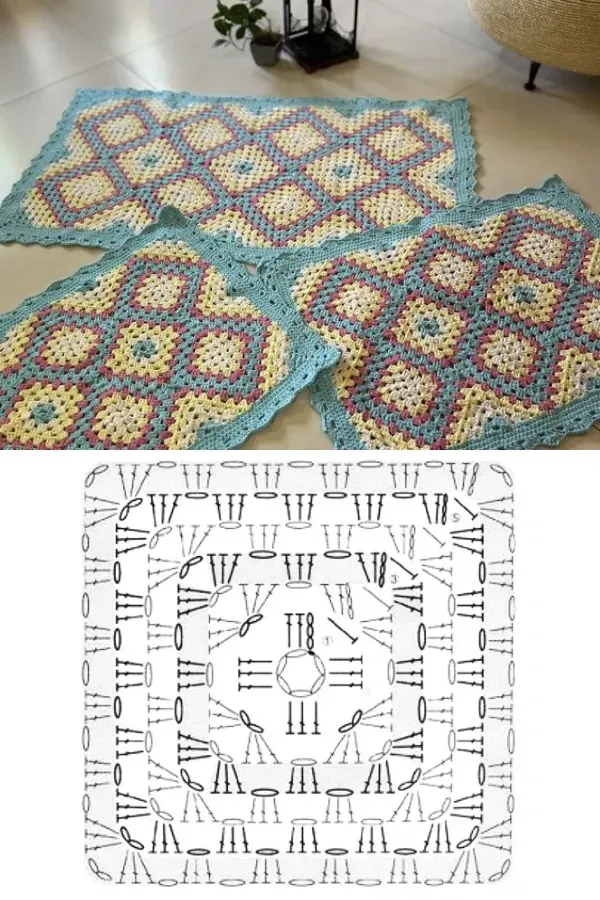 17 Ideias de Modelos e Cores para Fazer o Seu Tapete de Crochê, com Gráfico