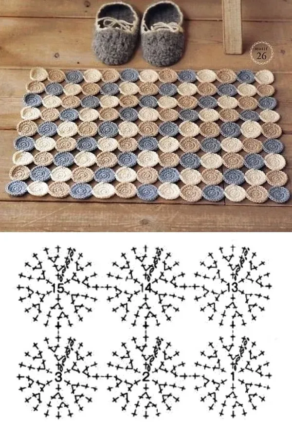 17 Ideias de Modelos e Cores para Fazer o Seu Tapete de Crochê, com Gráfico