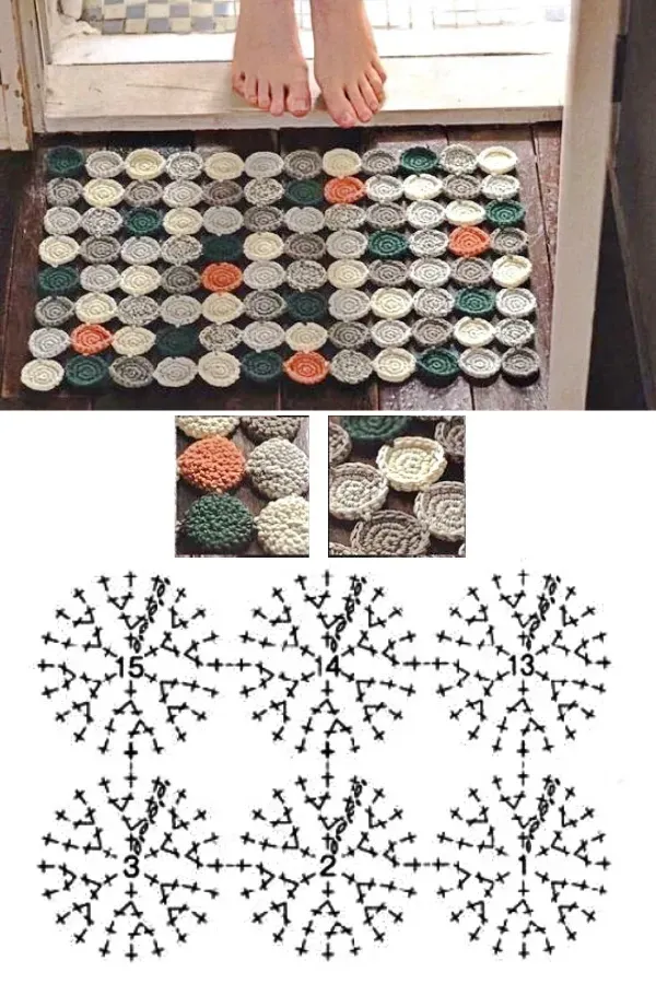 17 Ideias de Modelos e Cores para Fazer o Seu Tapete de Crochê, com Gráfico