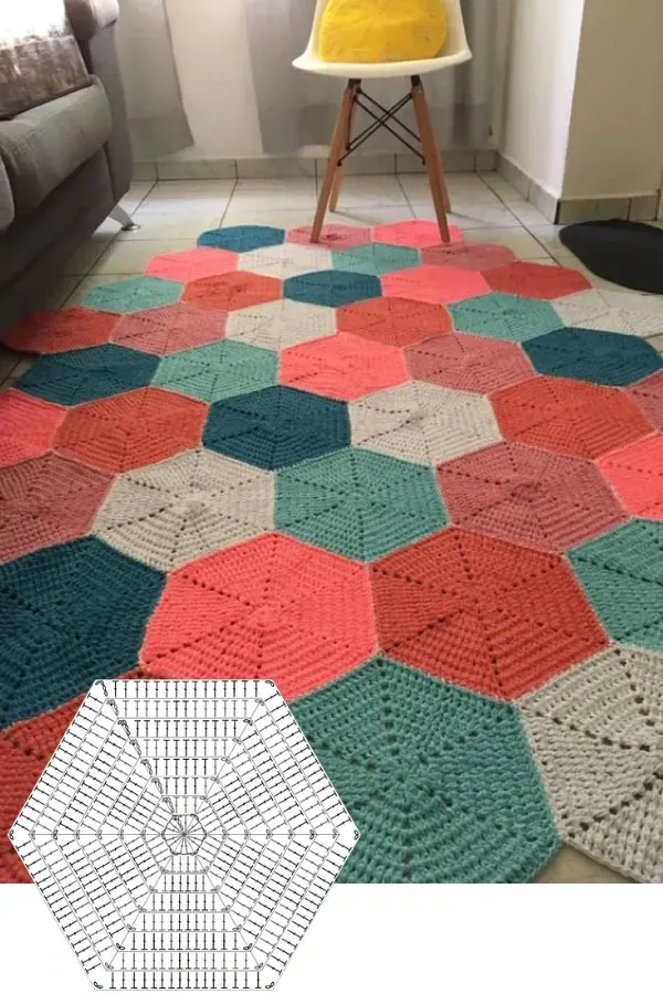 17 Ideias de Modelos e Cores para Fazer o Seu Tapete de Crochê, com Gráfico